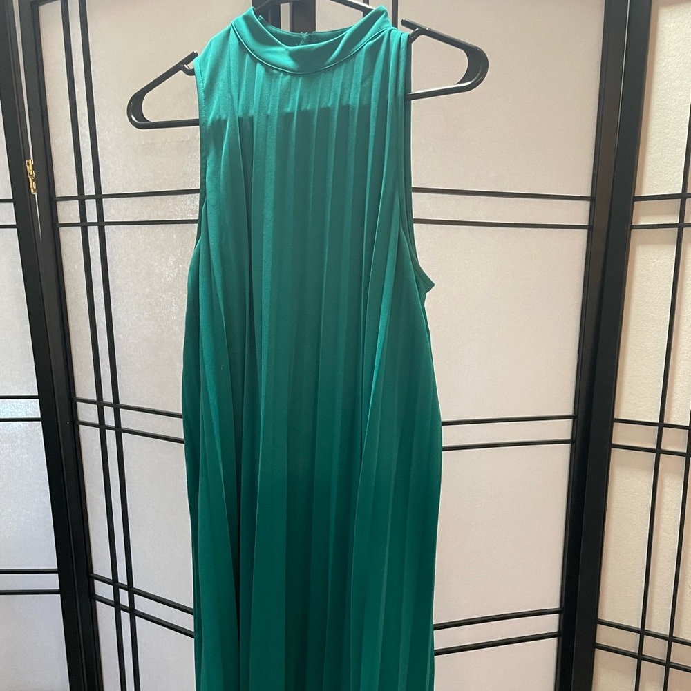Anthropologie Green Pleated Swing Dress by Tracy Reese - Picture 2 of 5
